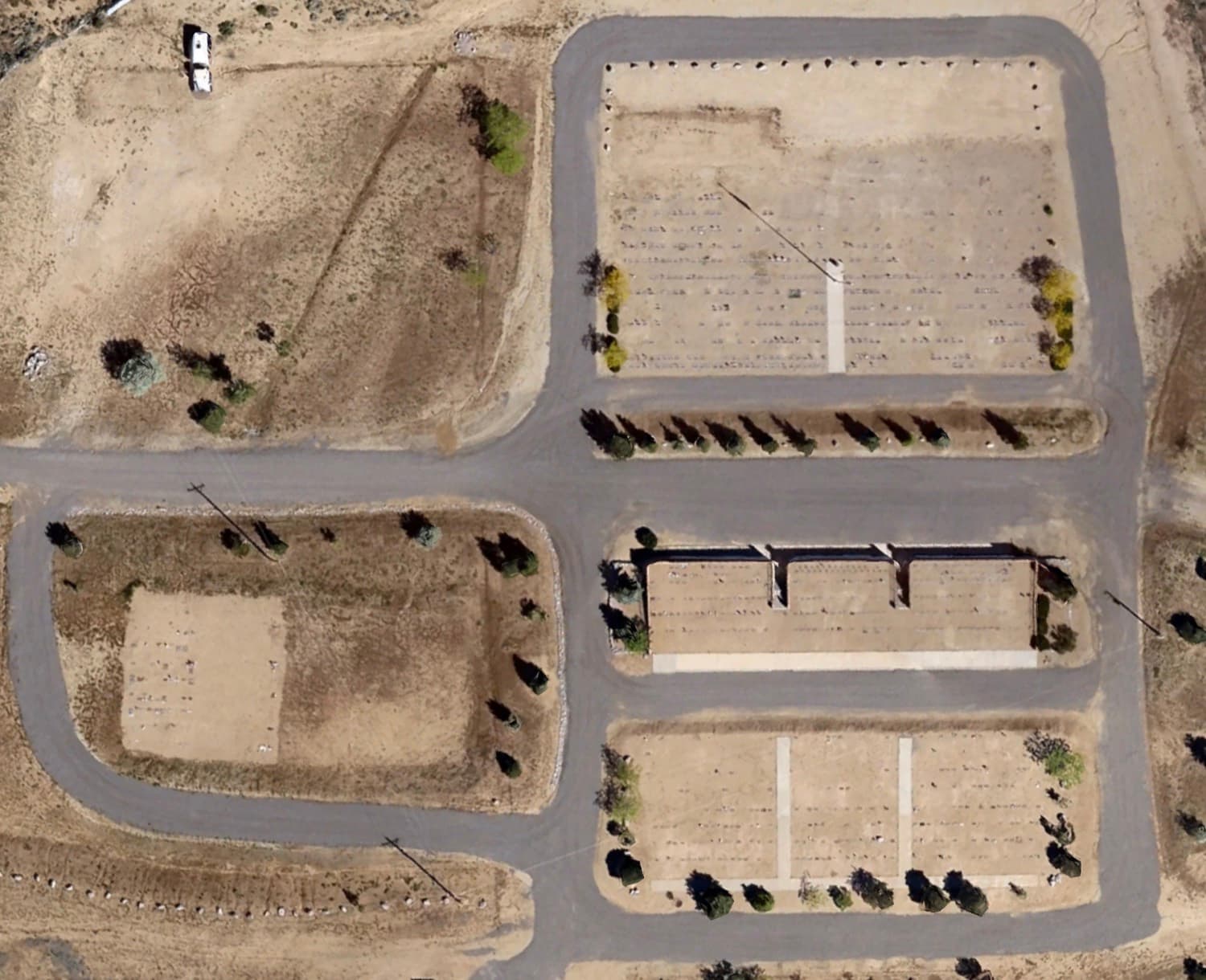 Aerial map of Sierra Memorial Gardens with the cemetery sections