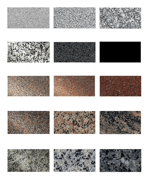Sample granite color palette options